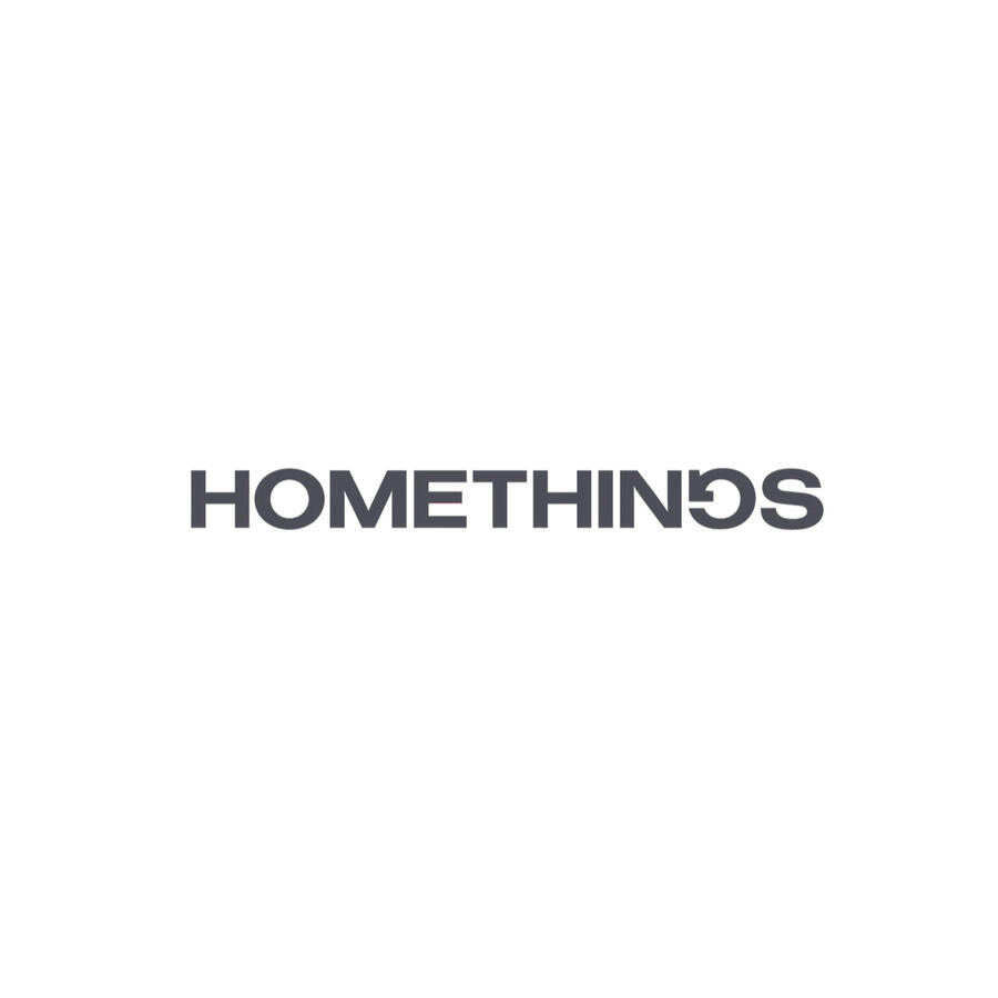 Homethings wordmark featuring a G made to look like a recycling logo.